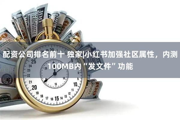 配资公司排名前十 独家|小红书加强社区属性，内测100MB内“发文件”功能