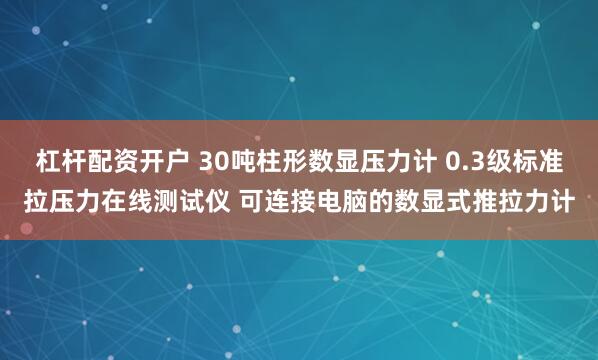 杠杆配资开户 30吨柱形数显压力计 0.3级标准拉压力在线测试仪 可连接电脑的数显式推拉力计