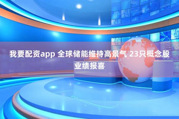 我要配资app 全球储能维持高景气 23只概念股业绩报喜